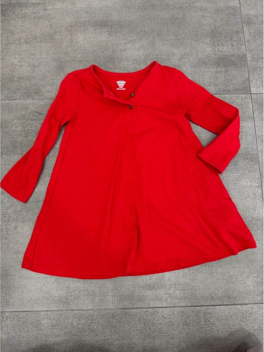 2t • Old Navy Girls Red Long Sleeve Swing Dress Button Henley Holiday